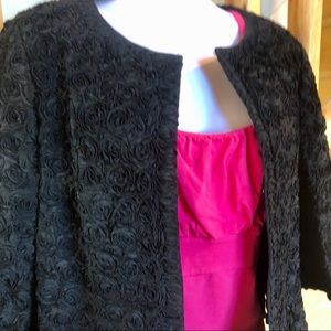 Vintage Greta’s Black Jacket Ribbon Roses Christmas Holidays